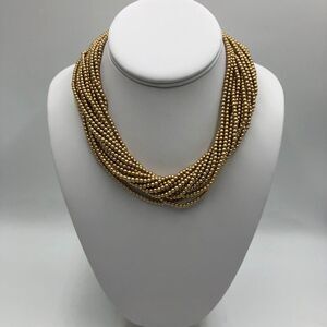Vintage Carolee Women's Multi Strand Layered Gold Beaded Statement Necklace